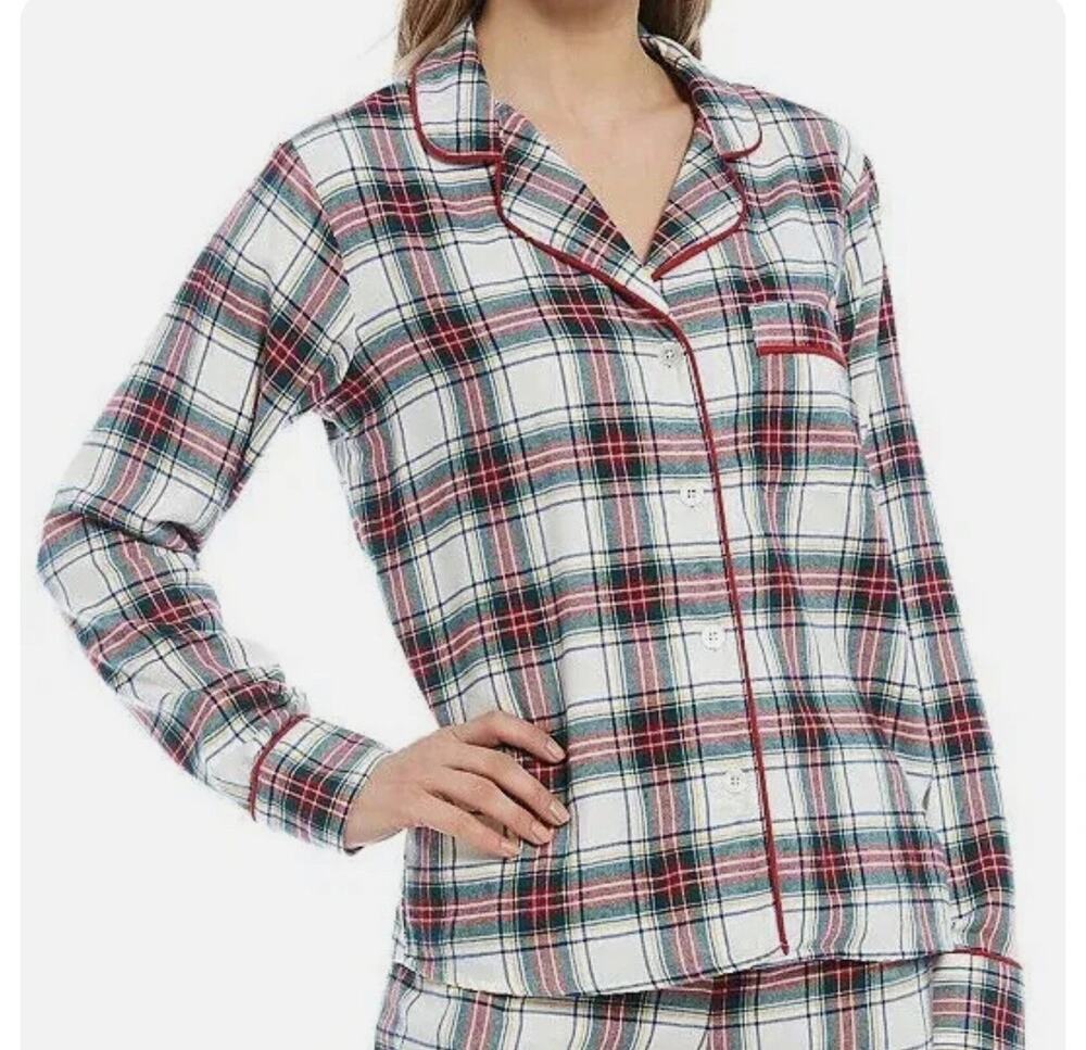 Van Winkle & Co. Pajama Top XL Plaid Portuguese Flannel Button Long Sleeve